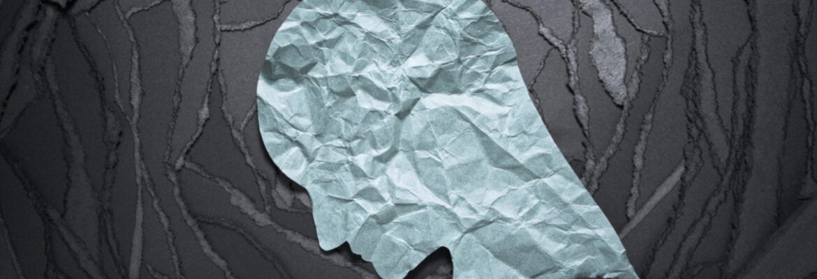 Silhouette of depressed and anxiety person head.