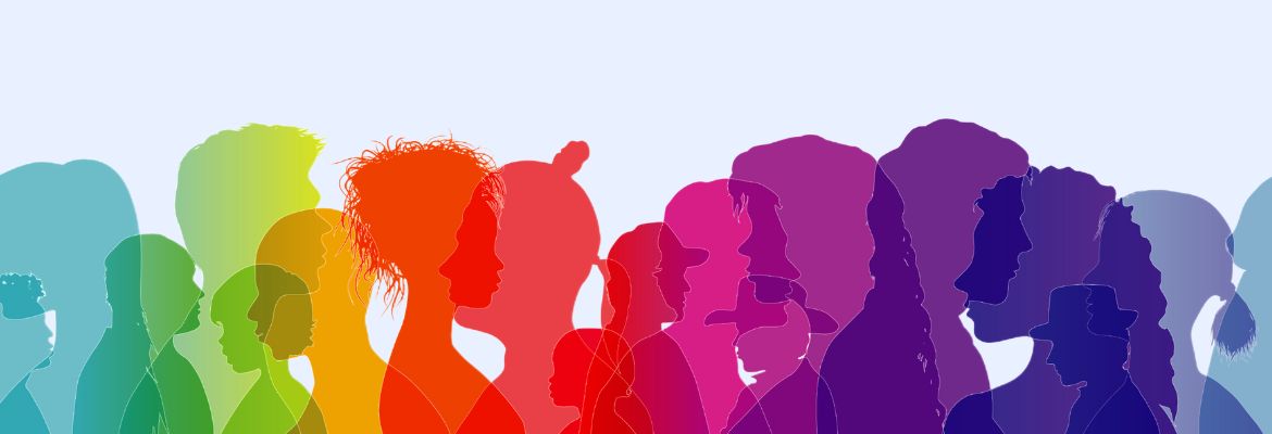 Colourful silhouettes of heads
