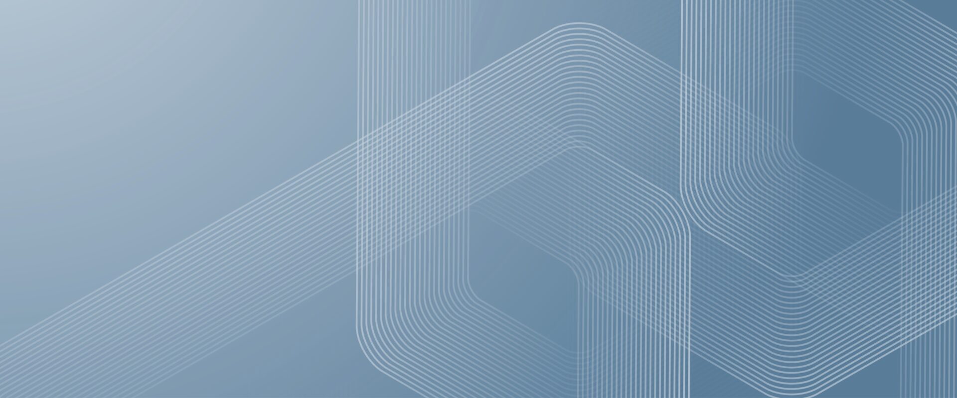 Abstract blue background featuring smooth, wavy white lines that create a layered, geometric pattern.