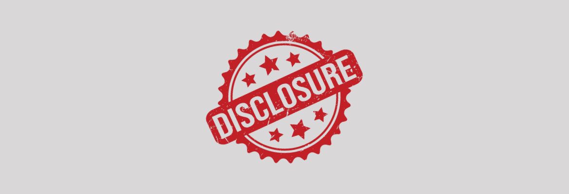 Grey background with "disclosure" rubber stamp in red ink